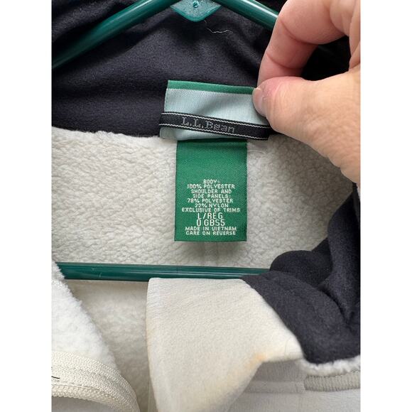 L.L.Bean Soft Shell, Off White Fleece, Taupe Jacket, Full Zip, Womens Size L - Picture 6 of 6